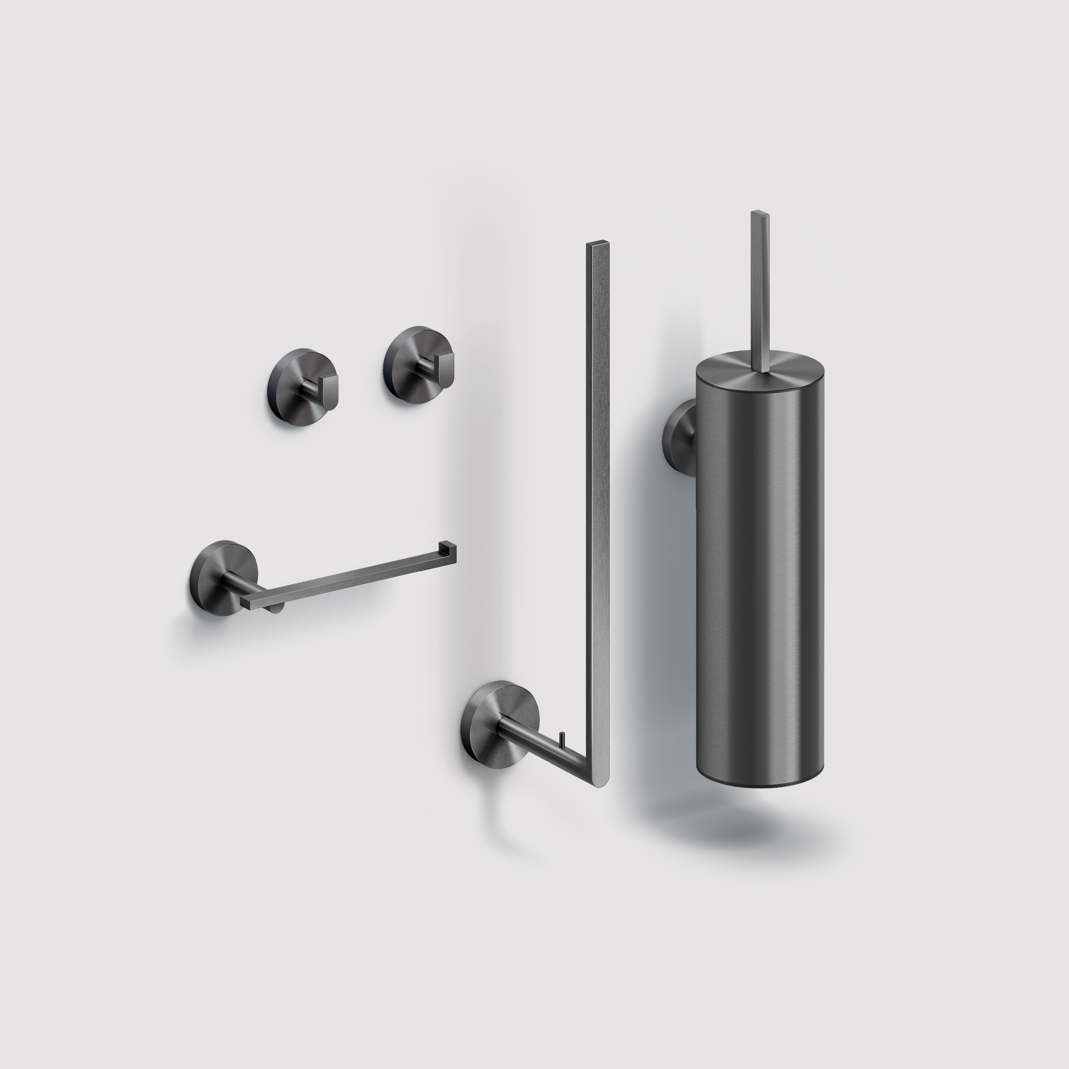 Clou Flat toilet accessoireset, gunmetal geborsteld PVD	